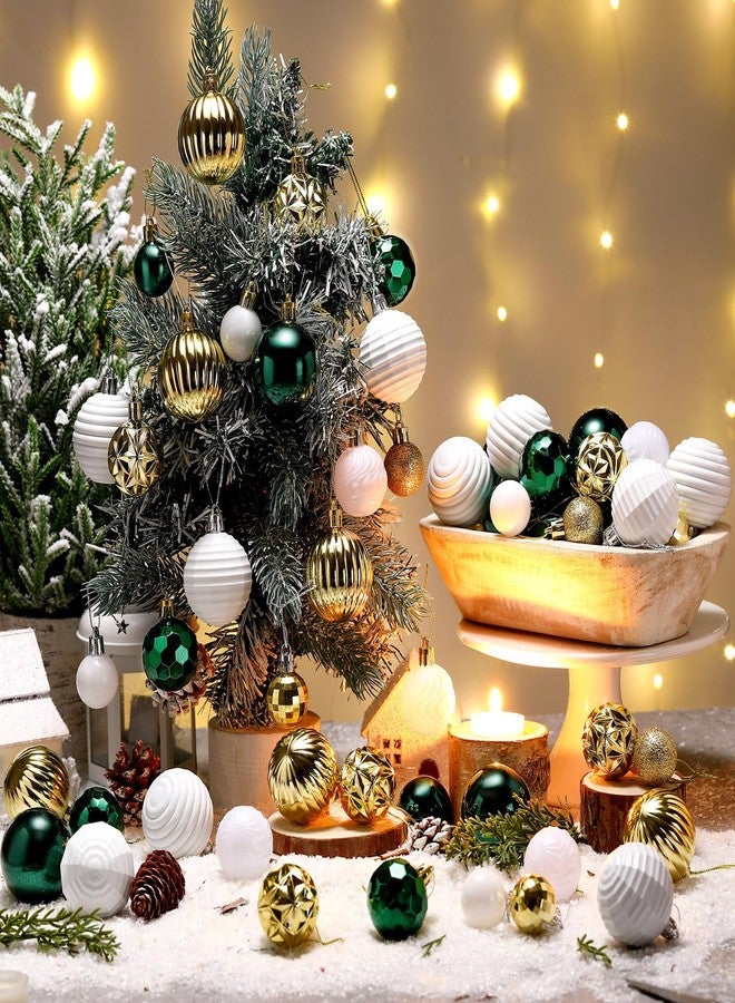 Lunmon 72 Pcs Christmas Ball Ornaments Bulk Emerald Green Gold White Tree Ornaments 1.57/1.97/2.36 Inch Shatterproof Matte Glitter Xmas Baubles Assorted Vintage Christmas Decor for Xmas Tree Home - Image 2